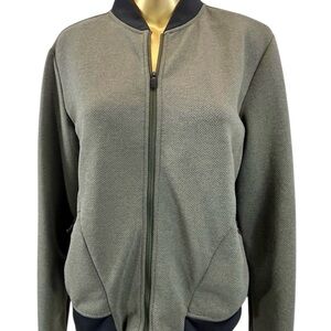 Adidas Climalite Zipper Warmup Jacket Army Green Black Trim Large